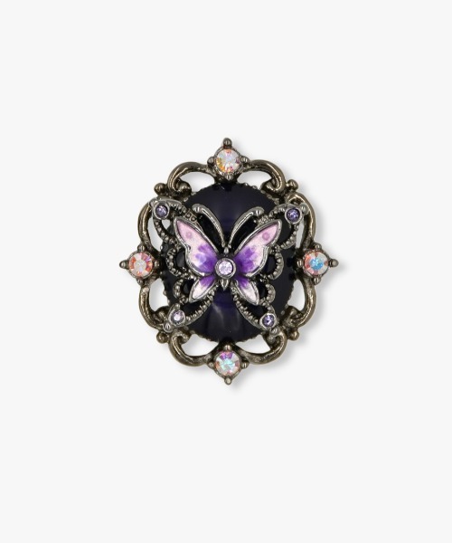 ANNA SUI（アナスイ）の「蝶モチーフ オーバルピアス（ピアス（両耳用）・レディース・パープル/ゴールド・ONE SIZE）」の3枚目の写真