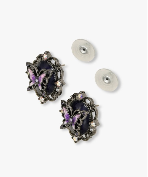 ANNA SUI（アナスイ）の「蝶モチーフ オーバルピアス（ピアス（両耳用）・レディース・パープル/ゴールド・ONE SIZE）」の4枚目の写真