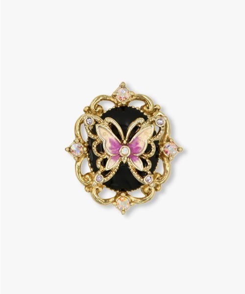 ANNA SUI（アナスイ）の「蝶モチーフ オーバルピアス（ピアス（両耳用）・レディース・パープル/ゴールド・ONE SIZE）」の5枚目の写真