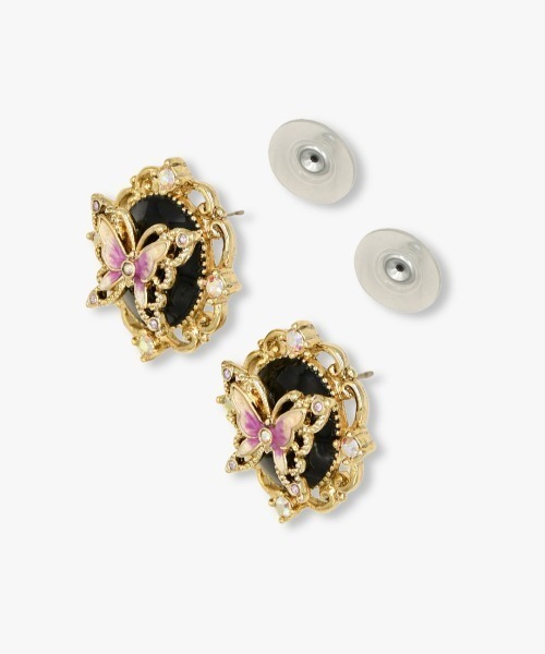 ANNA SUI（アナスイ）の「蝶モチーフ オーバルピアス（ピアス（両耳用）・レディース・パープル/ゴールド・ONE SIZE）」の6枚目の写真