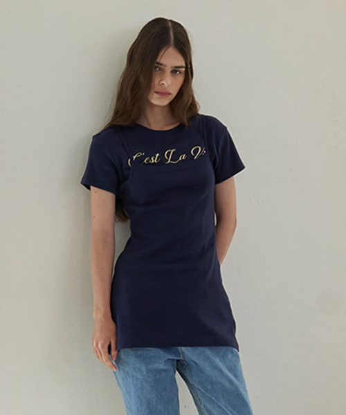 AENE（エイネ）の「フラッフィーレタリングTシャツ（メランジグレー）（Tシャツ/カットソー・レディース・ホワイト/ライトグレー/ネイビー・FREE）」の4枚目の写真