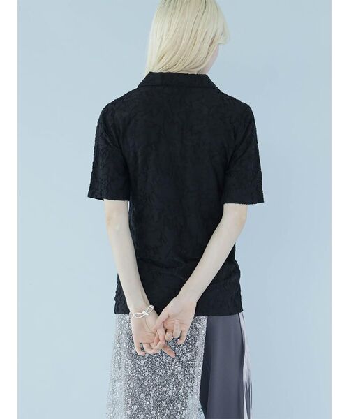 :ETHROF(イーサオブ)の「FLOWER JACQUARD SHEER SHIRT(その他トップス・レディース・ブラック/アイボリー・FREE)」の7枚目の写真