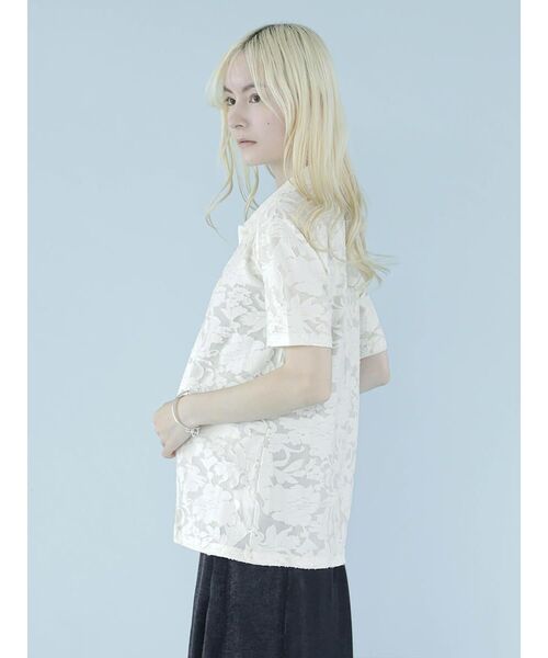 :ETHROF(イーサオブ)の「FLOWER JACQUARD SHEER SHIRT(その他トップス・レディース・ブラック/アイボリー・FREE)」の9枚目の写真