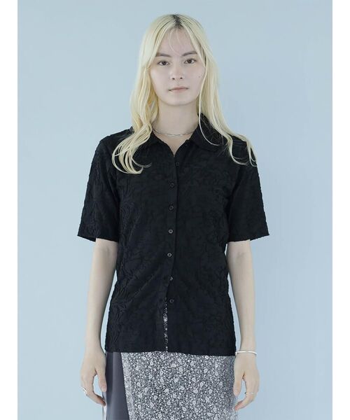 :ETHROF(イーサオブ)の「FLOWER JACQUARD SHEER SHIRT(その他トップス・レディース・ブラック/アイボリー・FREE)」の13枚目の写真