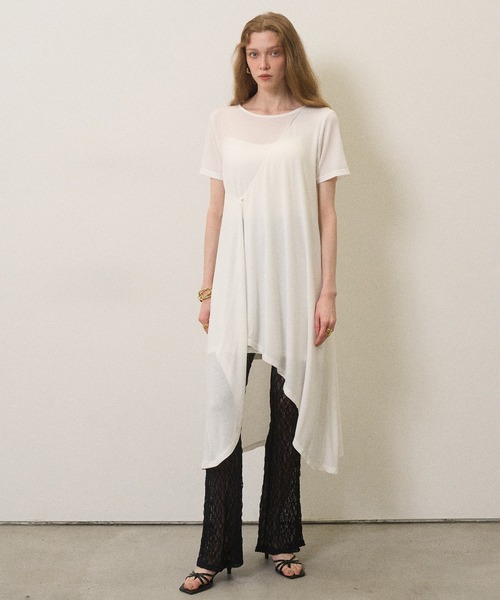 MIELI INVARIANT(ミエリインヴァリアント)の「Wrap Covered Tunic(Tシャツ/カットソー・レディース・ホワイト/ブラック・FREE)」の4枚目の写真