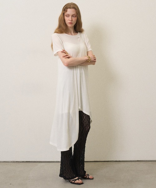 MIELI INVARIANT(ミエリインヴァリアント)の「Wrap Covered Tunic(Tシャツ/カットソー・レディース・ホワイト/ブラック・FREE)」の5枚目の写真