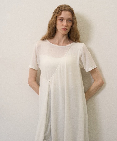 MIELI INVARIANT(ミエリインヴァリアント)の「Wrap Covered Tunic(Tシャツ/カットソー・レディース・ホワイト/ブラック・FREE)」の16枚目の写真