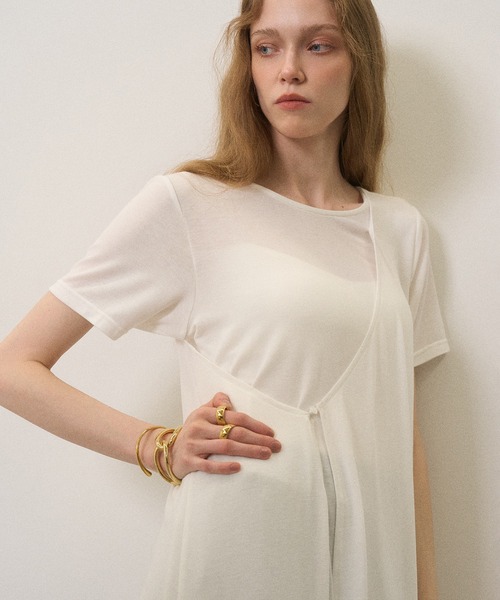 MIELI INVARIANT(ミエリインヴァリアント)の「Wrap Covered Tunic(Tシャツ/カットソー・レディース・ホワイト/ブラック・FREE)」の17枚目の写真