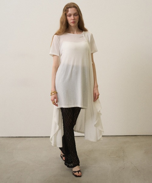 MIELI INVARIANT(ミエリインヴァリアント)の「Wrap Covered Tunic(Tシャツ/カットソー・レディース・ホワイト/ブラック・FREE)」の12枚目の写真