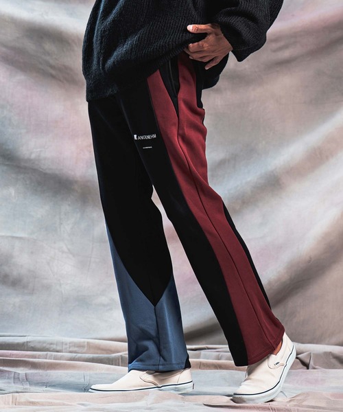 ANGENEHM（アンゲネーム）の「mp15294-Wave-Panel Color-Blocked Sweat Pants スウェットパンツ(AG07-018acg)（スウェットパンツ・メンズ・ホワイト/ブラック/ミックスグレー・S/M/L）」の2枚目の写真