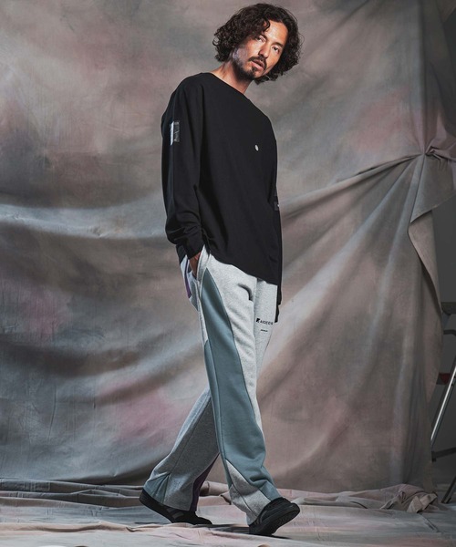ANGENEHM（アンゲネーム）の「mp15294-Wave-Panel Color-Blocked Sweat Pants スウェットパンツ(AG07-018acg)（スウェットパンツ・メンズ・ホワイト/ブラック/ミックスグレー・S/M/L）」の9枚目の写真