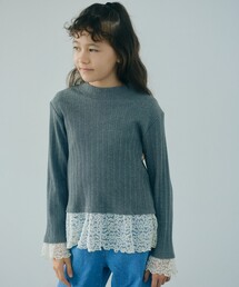 green label relaxing | チュール レース コンビ プルオーバー / キッズ 140cm-160cm(ニット/セーター)