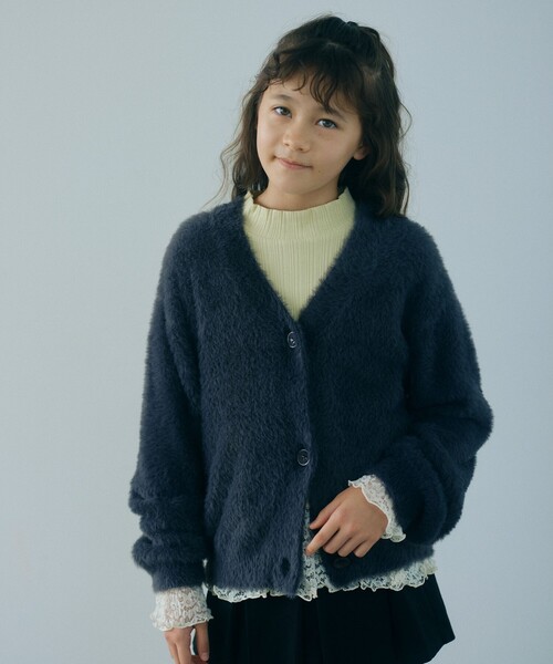 green label relaxing（グリーンレーベルリラクシング）の「チュール レース コンビ プルオーバー / キッズ 140cm-160cm（ニット/セーター・キッズ・グレー系/ライム・140cm/160cm/150cm）」の4枚目の写真