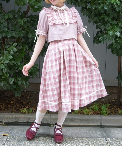 axes femme POETIQUE(アクシーズファムポエティック)の「レイヤード風ドッキングOP(ワンピース・レディース・ピンク/ブルー/ワイン・MEDIUM)」の3枚目の写真