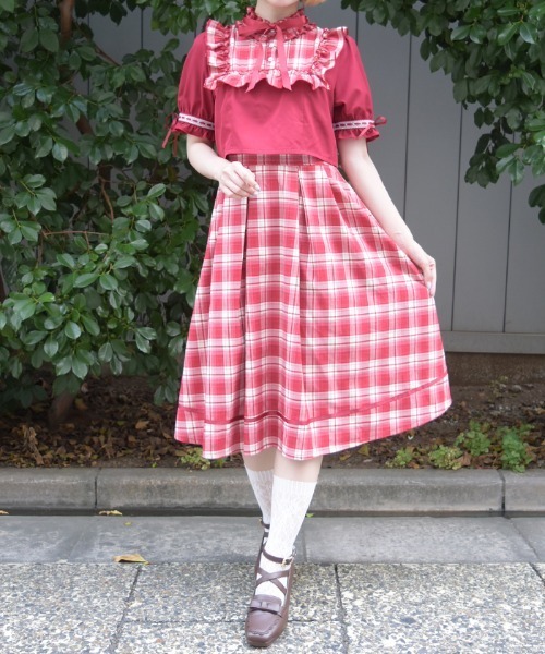 axes femme POETIQUE(アクシーズファムポエティック)の「レイヤード風ドッキングOP(ワンピース・レディース・ピンク/ブルー/ワイン・MEDIUM)」の1枚目の写真