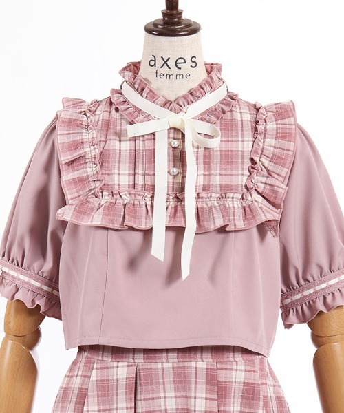 axes femme POETIQUE(アクシーズファムポエティック)の「レイヤード風ドッキングOP(ワンピース・レディース・ピンク/ブルー/ワイン・MEDIUM)」の16枚目の写真