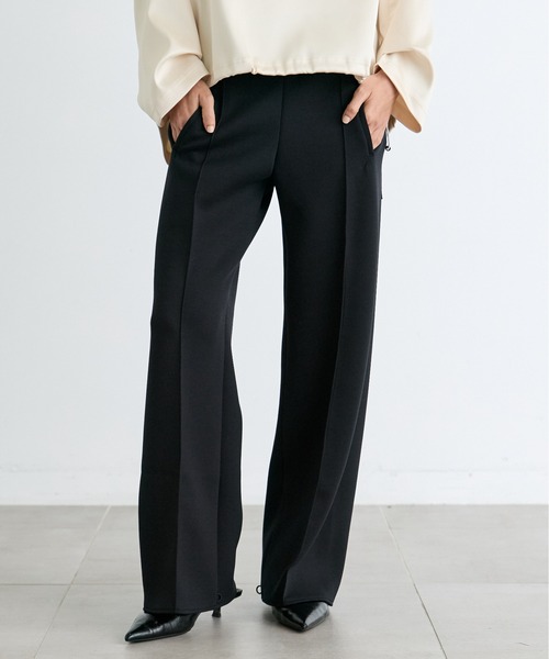 COGTHEBIGSMOKE(コグザビッグスモーク)の「【COGTHEBIGSMOKE/コグザビッグスモーク】GALAXY SEMI-WIDE TROUSERS/ダンボールスラックス(スウェットパンツ・レディース・ブラック/オフホワイト/グレー・1)」の3枚目の写真