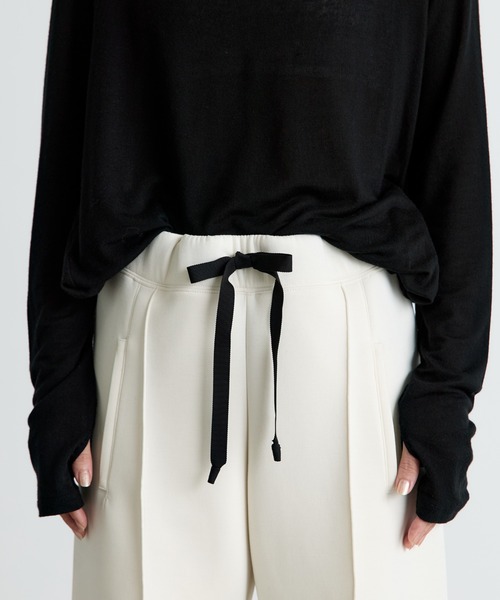 COGTHEBIGSMOKE(コグザビッグスモーク)の「【COGTHEBIGSMOKE/コグザビッグスモーク】GALAXY SEMI-WIDE TROUSERS/ダンボールスラックス(スウェットパンツ・レディース・ブラック/オフホワイト/グレー・1)」の6枚目の写真