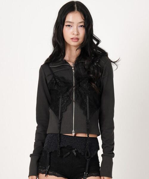 ROYAL FLASH(ロイヤルフラッシュ)の「MITSUKI/ミツキ/LINGERIE DOCKING HOODIE(パーカー・レディース・ブラック/ブラウン・F)」の2枚目の写真