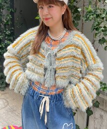 【HELLO.SANFRANCISCO】2WAYリボンボーダーカーディガン