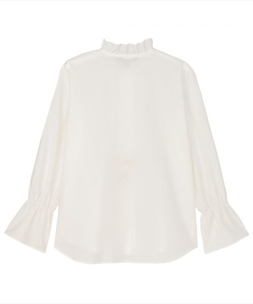 TOKYO SHIRTS(トウキョウシャツ)の「【吸水速乾】【COFREX】 フリルリボン ブラウス 長袖 レディースデザインシャツ(シャツ/ブラウス・レディース・ホワイト・M)」の2枚目の写真