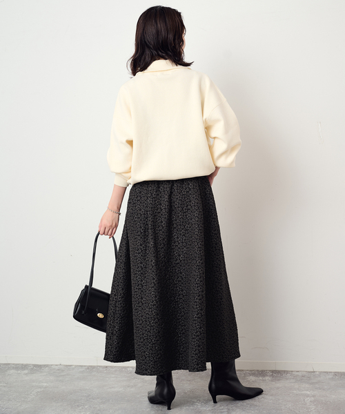 SLOBE IENA(スローブイエナ)の「《/WEB限定カラーあり》フラワージャガードフレアスカート(スカート・レディース・ブラック系その他/チャコールグレー/ピンク・38/36)」の12枚目の写真