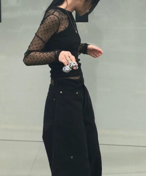 Vipoa(ヴィポア)の「Polka dot tulle tops(Tシャツ/カットソー・レディース・ホワイト/ブラック・FREE)」の16枚目の写真