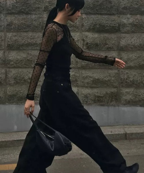 Vipoa(ヴィポア)の「Polka dot tulle tops(Tシャツ/カットソー・レディース・ホワイト/ブラック・FREE)」の10枚目の写真