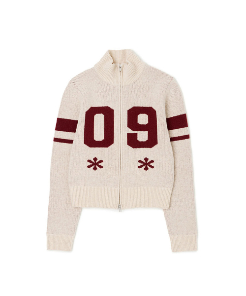 LOTSYOU(ロッツユー)の「lotsyou_Varsity Knit Zip-up Cardigan Oatmeal(カーディガン/ボレロ・レディース・その他・O/S)」の1枚目の写真