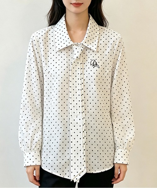 AsheKsha（アシクシャ）の「水玉ネクタイ付きウエストマーク長袖シャツ（シャツ/ブラウス・レディース・ホワイト・F）」の15枚目の写真