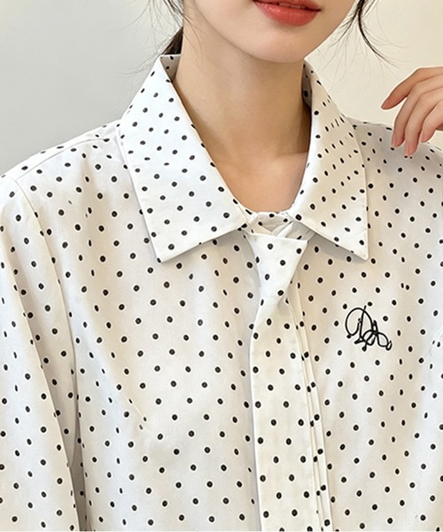 AsheKsha（アシクシャ）の「水玉ネクタイ付きウエストマーク長袖シャツ（シャツ/ブラウス・レディース・ホワイト・F）」の17枚目の写真