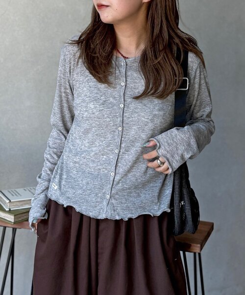 CPCM(シーピーシーエム)の「シアーメロークルーカーディガン(Tシャツ/カットソー・レディース・ブラック/グレー/レッド/ホワイト/オリーブ・FREE)」の4枚目の写真