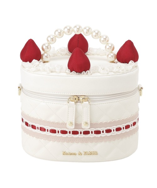 Maison de FLEUR(メゾンドフルール)の「ガトーフレーズパールハンドルバッグ(ショルダーバッグ・レディース・ホワイト/ピンク・FREE)」の8枚目の写真