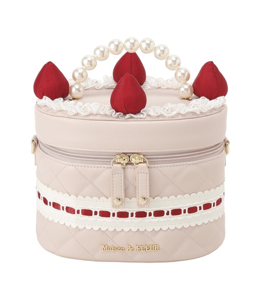 Maison de FLEUR(メゾンドフルール)の「ガトーフレーズパールハンドルバッグ(ショルダーバッグ・レディース・ホワイト/ピンク・FREE)」の9枚目の写真