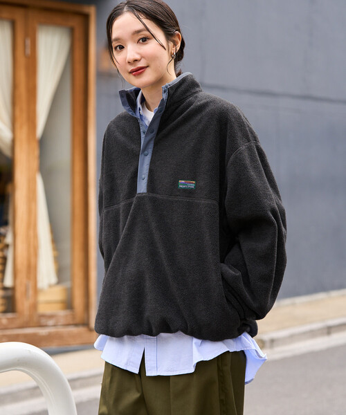 FREAK'S STORE（フリークスストア）の「限定展開　FREAK'S STORE OUTDOORS カラー フリース スナップ プルオーバー（その他アウター・レディース・ネイビー/ブルーグリーン/レッド/ブラウン/オフホワイト/チャコール・ﾌﾘ-）」の7枚目の写真