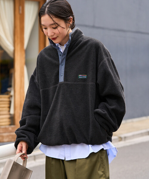 FREAK'S STORE（フリークスストア）の「限定展開　FREAK'S STORE OUTDOORS カラー フリース スナップ プルオーバー（その他アウター・レディース・ネイビー/ブルーグリーン/レッド/ブラウン/オフホワイト/チャコール・ﾌﾘ-）」の8枚目の写真