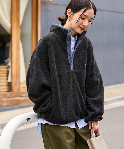 FREAK'S STORE（フリークスストア）の「限定展開　FREAK'S STORE OUTDOORS カラー フリース スナップ プルオーバー（その他アウター・レディース・ネイビー/ブルーグリーン/レッド/ブラウン/オフホワイト/チャコール・ﾌﾘ-）」の9枚目の写真