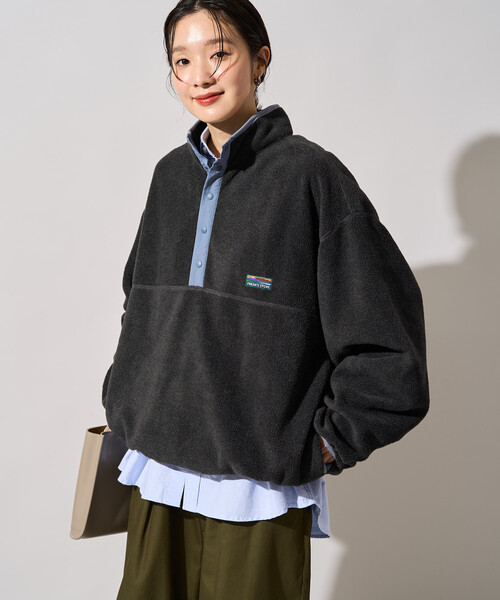 FREAK'S STORE（フリークスストア）の「限定展開　FREAK'S STORE OUTDOORS カラー フリース スナップ プルオーバー（その他アウター・レディース・ネイビー/ブルーグリーン/レッド/ブラウン/オフホワイト/チャコール・ﾌﾘ-）」の13枚目の写真