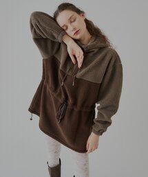 【UNISEX】ボアフリースアノラックフーディー