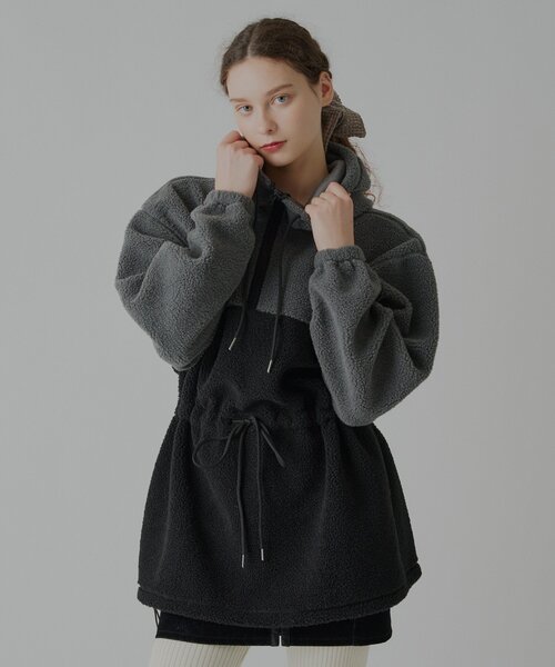 WHIMSIC(ウィムジック)の「【UNISEX】ボアフリースアノラックフーディー(パーカー・メンズ・オリーブ/ブラウン/ブラック・FREE)」の7枚目の写真