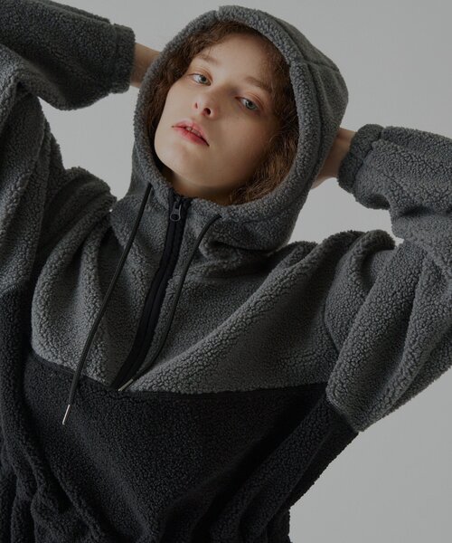 WHIMSIC(ウィムジック)の「【UNISEX】ボアフリースアノラックフーディー(パーカー・メンズ・オリーブ/ブラウン/ブラック・FREE)」の15枚目の写真
