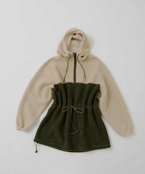 WHIMSIC(ウィムジック)の「【UNISEX】ボアフリースアノラックフーディー(パーカー・メンズ・オリーブ/ブラウン/ブラック・FREE)」の5枚目の写真
