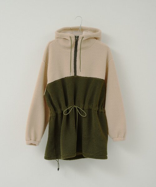 WHIMSIC(ウィムジック)の「【UNISEX】ボアフリースアノラックフーディー(パーカー・メンズ・オリーブ/ブラウン/ブラック・FREE)」の6枚目の写真