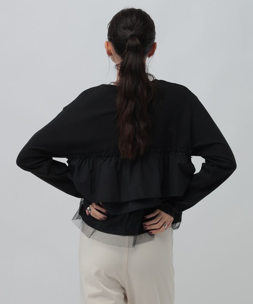 LEPSIM(レプシィム)の「長袖異素材フリルドッキング 1080847(Tシャツ/カットソー・レディース・グレー/チャコールグレー/ブラック・FREE)」の6枚目の写真