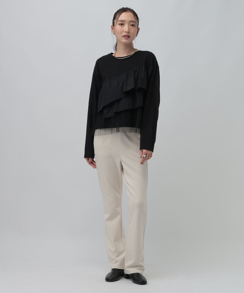 LEPSIM(レプシィム)の「長袖異素材フリルドッキング 1080847(Tシャツ/カットソー・レディース・グレー/チャコールグレー/ブラック・FREE)」の7枚目の写真