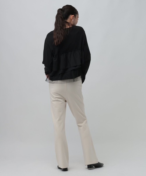 LEPSIM(レプシィム)の「長袖異素材フリルドッキング 1080847(Tシャツ/カットソー・レディース・グレー/チャコールグレー/ブラック・FREE)」の9枚目の写真