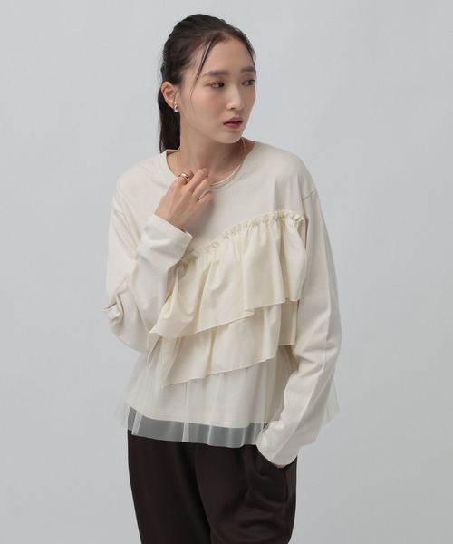 LEPSIM(レプシィム)の「長袖異素材フリルドッキング 1080847(Tシャツ/カットソー・レディース・グレー/チャコールグレー/ブラック・FREE)」の10枚目の写真