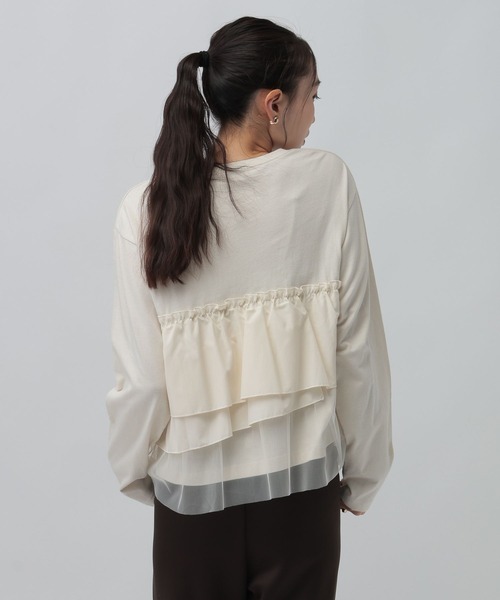 LEPSIM(レプシィム)の「長袖異素材フリルドッキング 1080847(Tシャツ/カットソー・レディース・グレー/チャコールグレー/ブラック・FREE)」の12枚目の写真