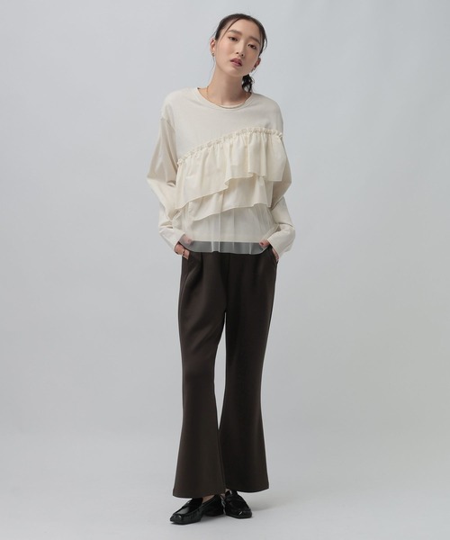 LEPSIM(レプシィム)の「長袖異素材フリルドッキング 1080847(Tシャツ/カットソー・レディース・グレー/チャコールグレー/ブラック・FREE)」の13枚目の写真