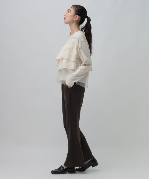 LEPSIM(レプシィム)の「長袖異素材フリルドッキング 1080847(Tシャツ/カットソー・レディース・グレー/チャコールグレー/ブラック・FREE)」の14枚目の写真